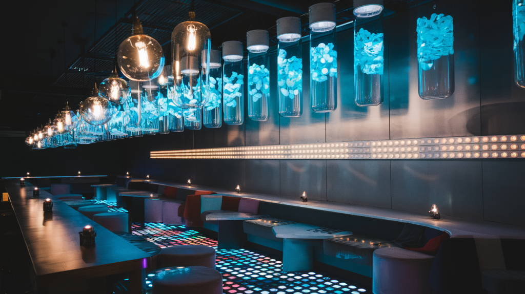 a bar lounge with a modern design illumi OZVOVOhaRPi BYync46SIA OW28KDPZREqxumAswQZYXA