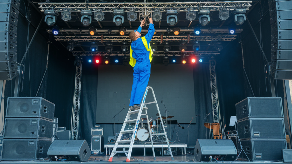 a photo of a repairman working on stage f3omHC0rRFqcDFVbHzg8Tg qdOyfow6R8ebTOGjVjPFcQ