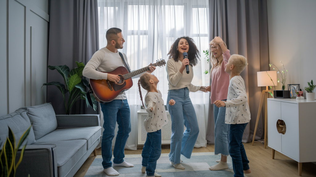 a photo of a family singing karaoke at h fpmQu4ptQi XYsxbUfAiOg h8sDRfVXTgK7KkUROE8sFg