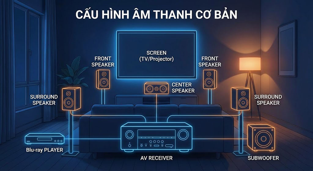 Top 5 Gợi ý Phối ghép Cấu hình Âm thanh Xem phim Tại nhà