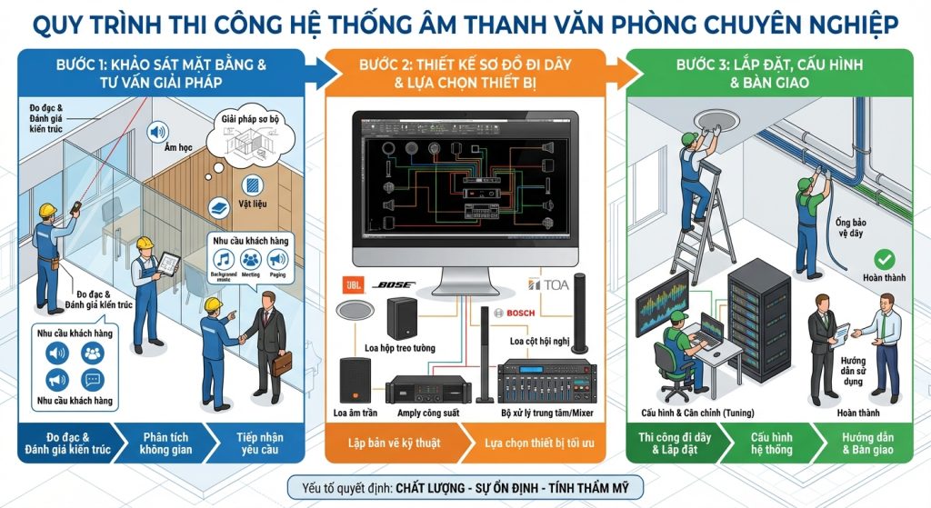 thi cong he thong am thanh van phong