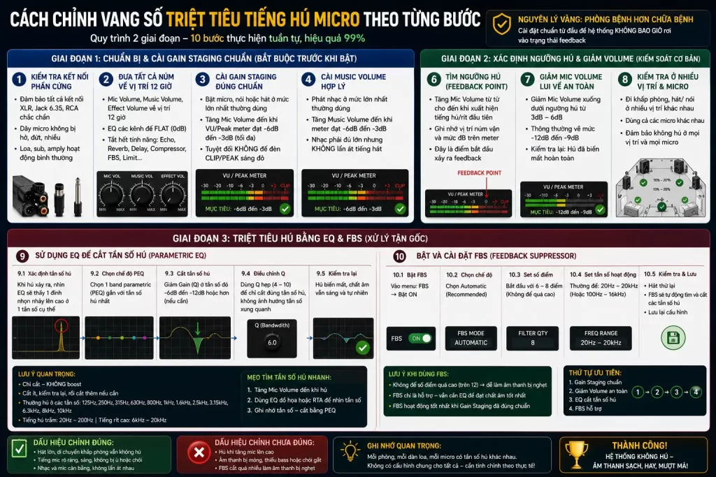 Cách Chỉnh Vang Số Triệt Tiêu Tiếng Hú Micro Theo Từng Bước