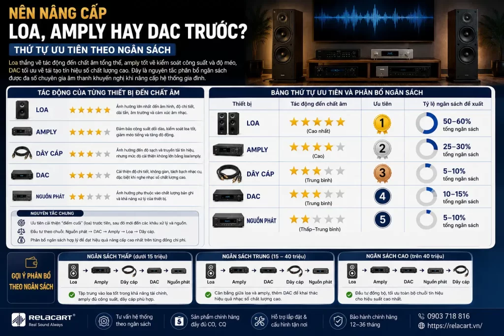 Nên Nâng Cấp Loa, Amply Hay DAC Trước? Thứ Tự Ưu Tiên Theo Ngân Sách