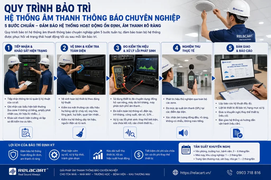 Quy Trình Bảo Trì Hệ Thống Âm Thanh Thông Báo Chuyên Nghiệp Gồm Những Bước Nào