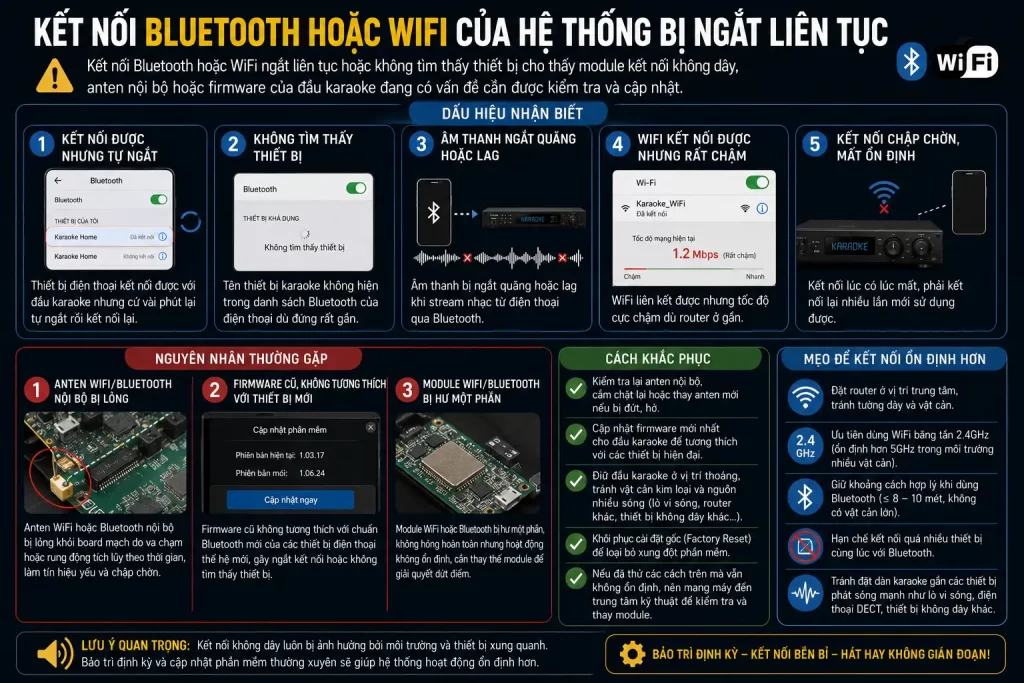 Kết Nối Bluetooth Hoặc WiFi Của Hệ Thống Bị Ngắt Liên Tục