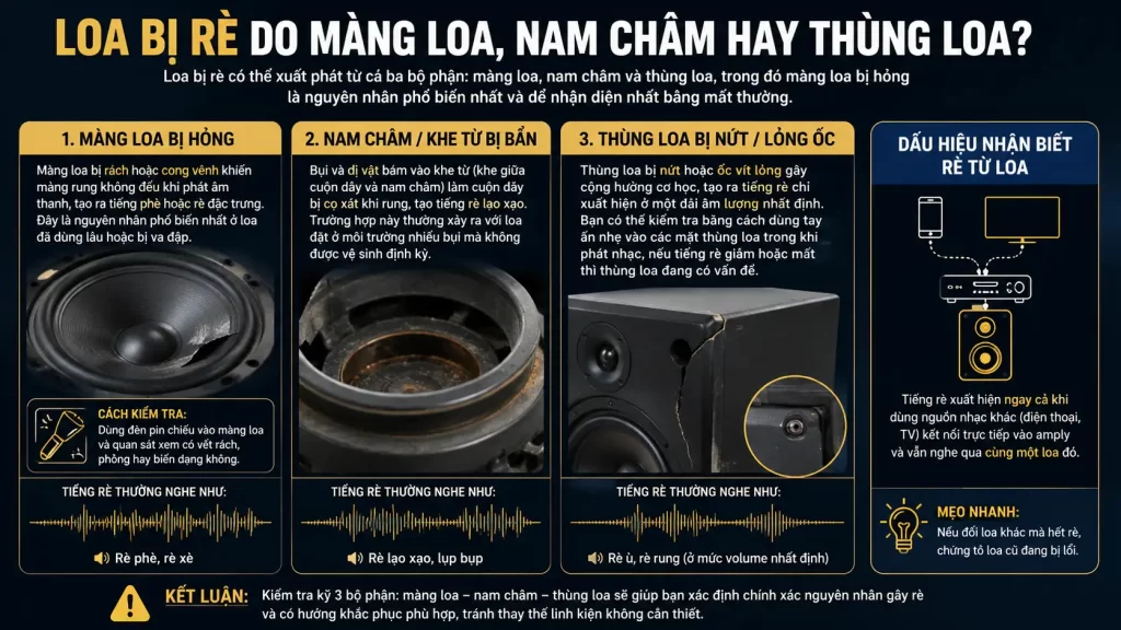 Loa Bị Rè Do Màng Loa, Nam Châm Hay Thùng Loa
