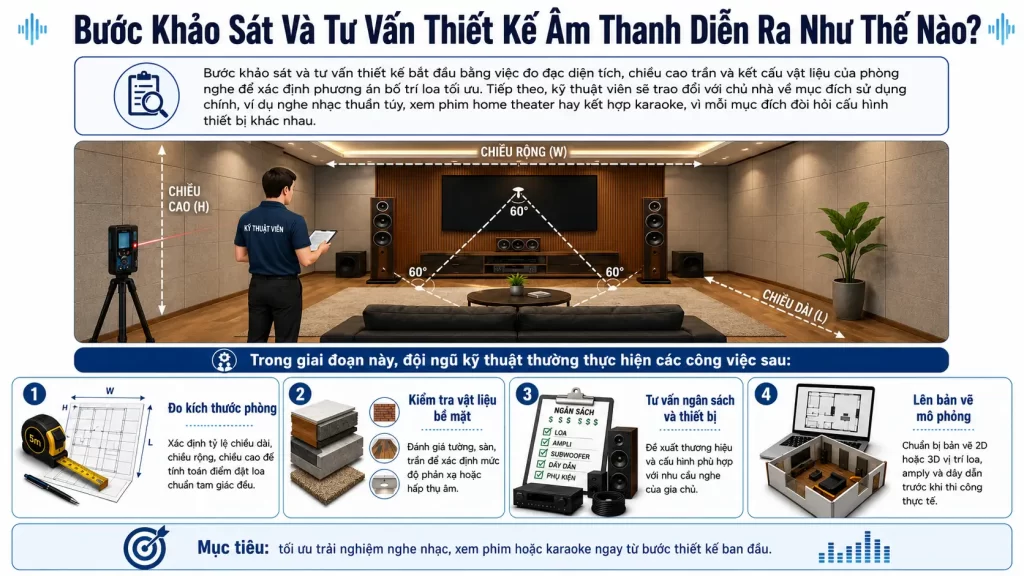 Bước Khảo Sát Và Tư Vấn Thiết Kế Âm Thanh Diễn Ra Như Thế Nào?