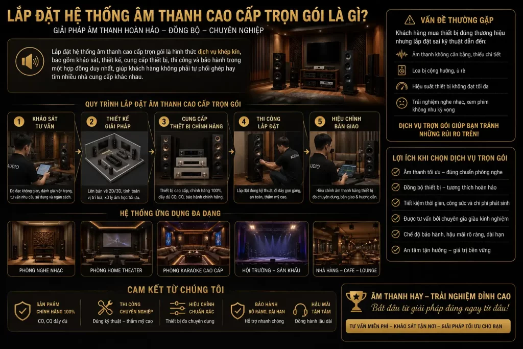 Lắp Đặt Hệ Thống Âm Thanh Cao Cấp Trọn Gói Là Gì?