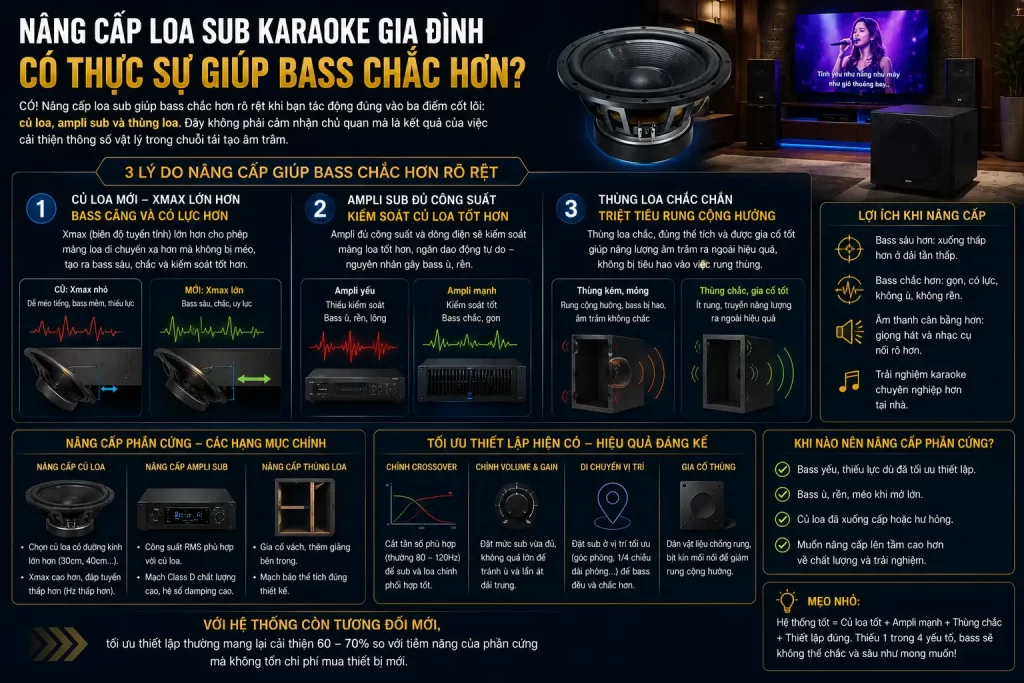 Nâng cấp loa sub karaoke gia đình có thực sự giúp bass chắc hơn không