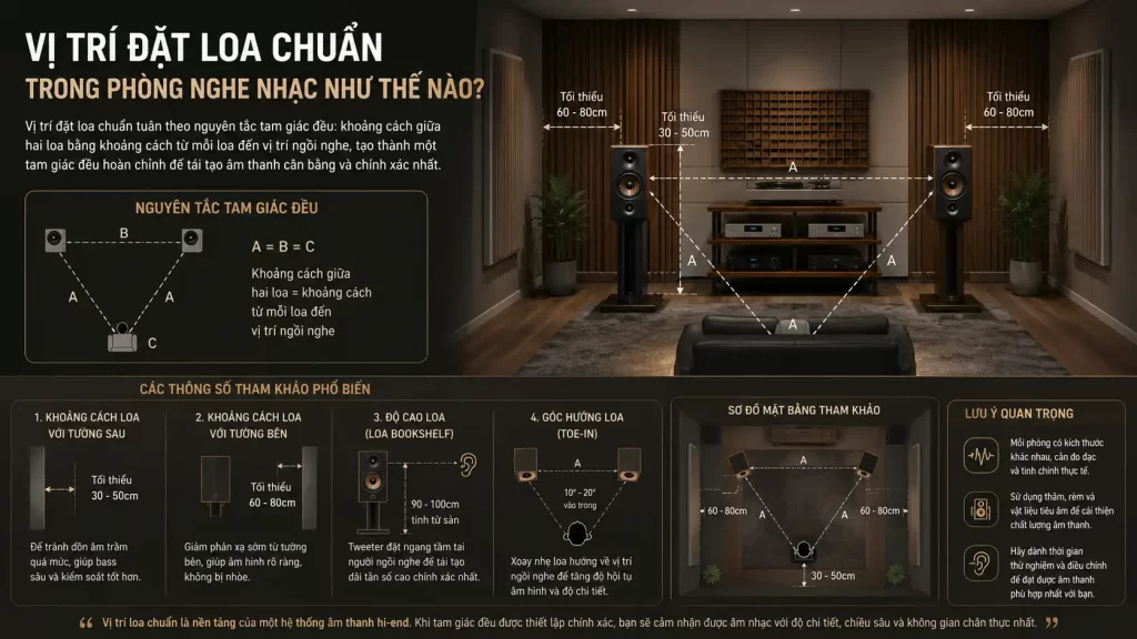 Thiết Kế Hệ Thống Âm Thanh Cao Cấp Chuẩn Âm Học, Tối Ưu Không Gian 2 Vị Trí Đặt Loa Chuẩn Trong Phòng Nghe Nhạc Như Thế Nào?