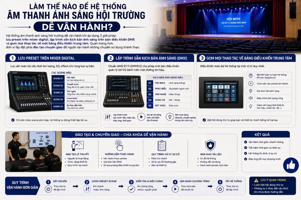 Lắp Đặt Âm Thanh Ánh Sáng Hội Trường Chuẩn Kỹ Thuật, Dễ Vận Hành 3 Lam The Nao De He Thong Am Thanh Anh Sang Hoi Truong De Van Hanh