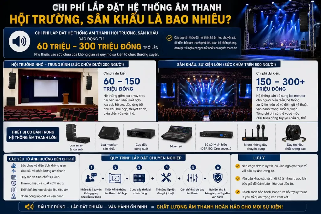 Chi Phí Lắp Đặt Hệ Thống Âm Thanh Hội Trường, Sân Khấu Là Bao Nhiêu?