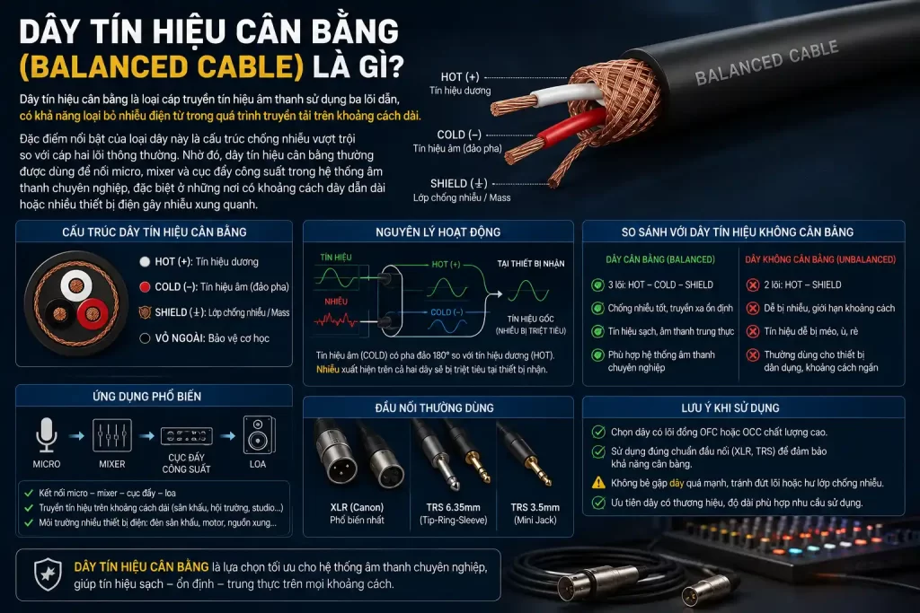 Hệ Thống Âm Thanh Chuyên Nghiệp Gồm Những Thiết Bị Gì? 3 Dây Tín Hiệu Cân Bằng (Balanced Cable) Là Gì?