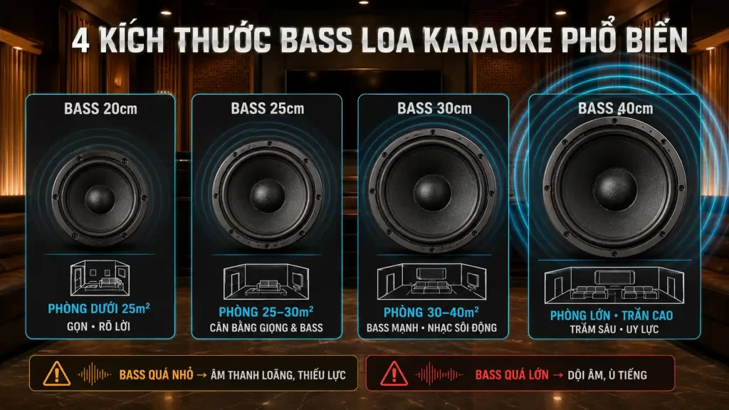 Cách Chọn Loa Karaoke Chuẩn Cho Dàn Âm Thanh Phòng Hát Kinh Doanh Tại Hà Nội 2 kich thuoc bass loa nao phu hop voi phong hat kinh doanh