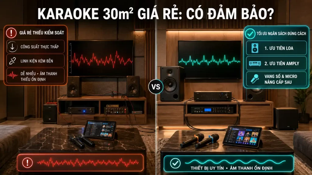 Setup Âm Thanh Karaoke Phòng 30m²: Quy Trình, Thiết Bị Và Chi Phí 3 Setup Dàn Karaoke Phòng 30m² Giá Rẻ Có Đảm Bảo Chất Lượng Âm Thanh Không?