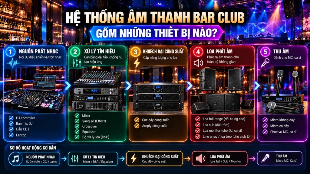 Hệ Thống Âm Thanh Bar Club Gồm Những Thiết Bị Nào?