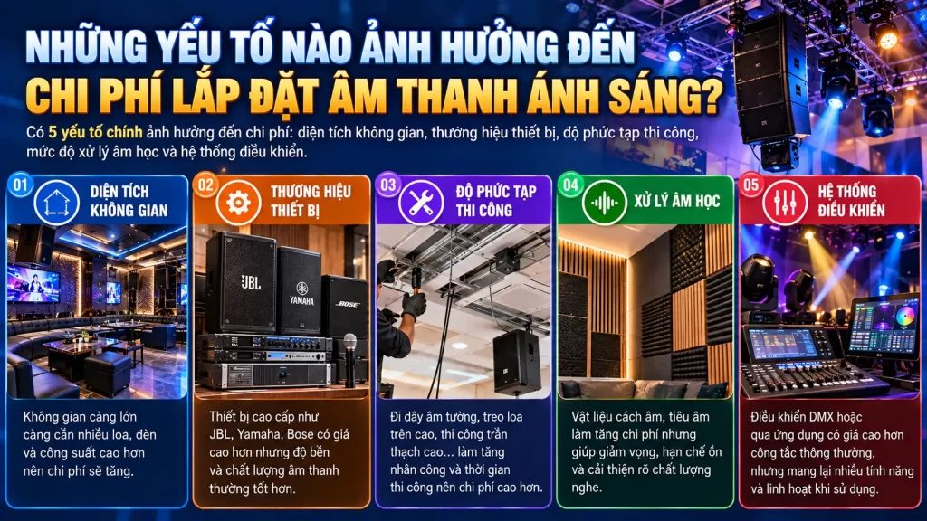 Những Yếu Tố Nào Ảnh Hưởng Đến Chi Phí Lắp Đặt Âm Thanh Ánh Sáng?