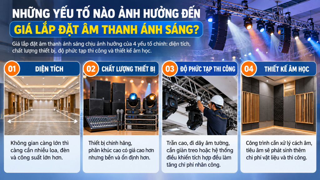 Những yếu tố nào ảnh hưởng đến giá lắp đặt âm thanh ánh sáng?