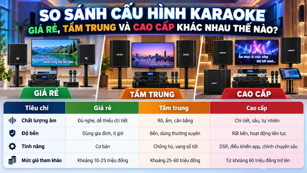 So Sánh Cấu Hình Karaoke Giá Rẻ, Tầm Trung Và Cao Cấp Khác Nhau Thế Nào?